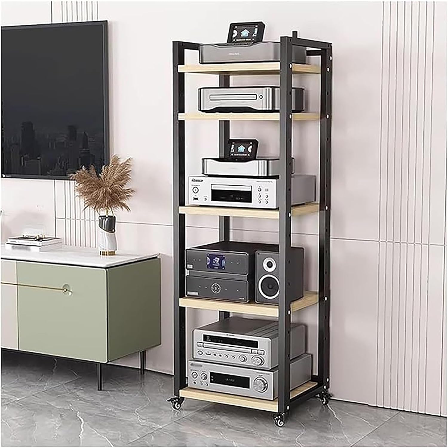 Audio Rack Av Tower Media Stand 5-tier Electronics Equipment Shelf