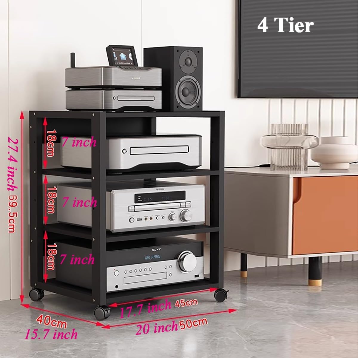 MDYHY HiFi Rack 3/4 Tier Audio Video Component Rack