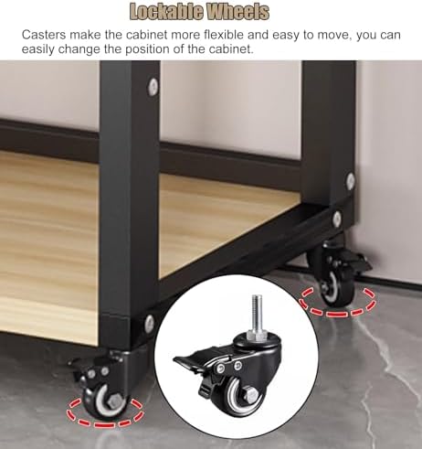 Adjustable Audio Rack Shelf - Mobile Media Cabinet on Wheels