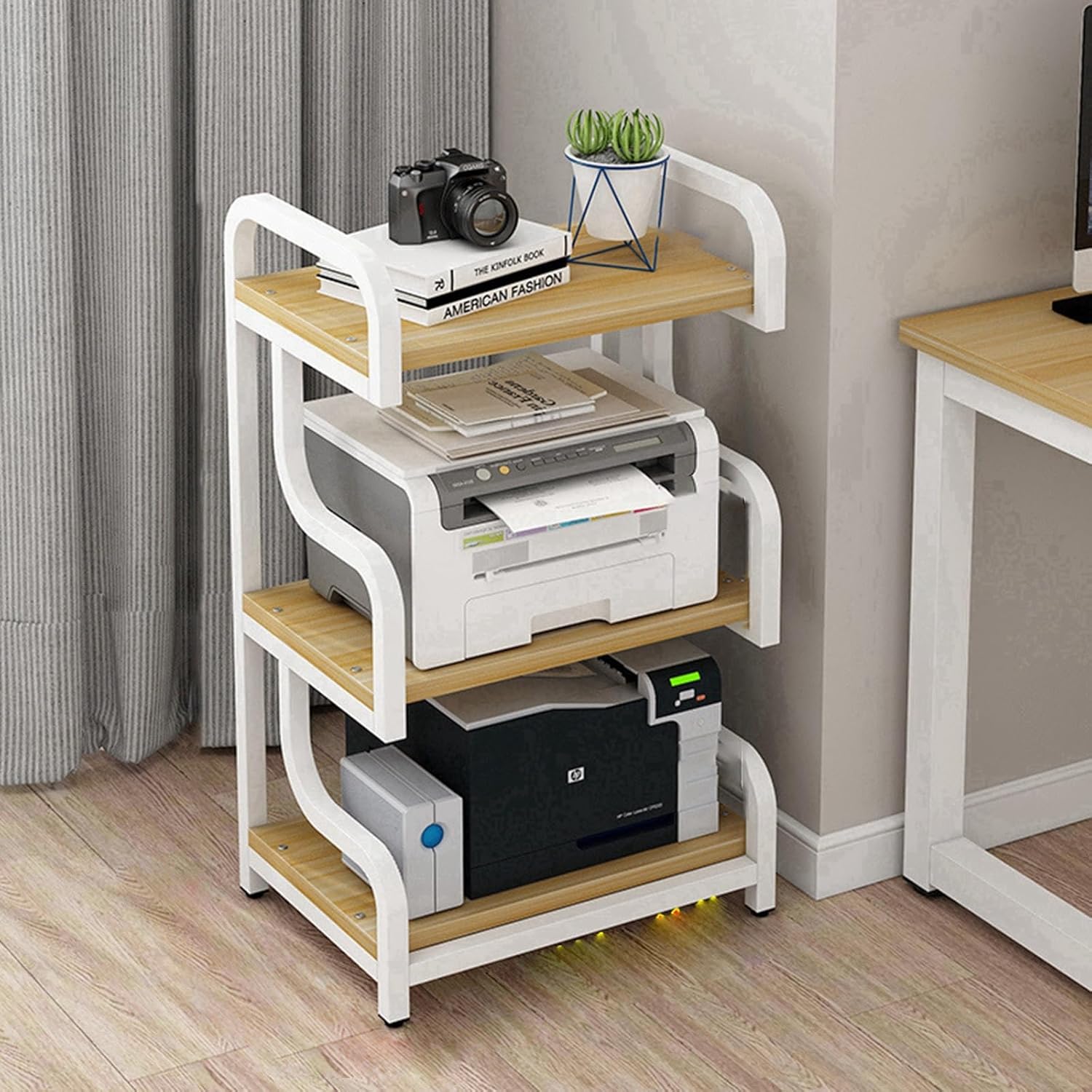 Media Stand Stereo Cabinet Video Media Stand Audio Rack 3-Tier AV Media Stand Floor-Standing Audio Rack with Shelf Audio Rack DVD Display Cabinet for Living Gaming Recording Room.(Original wood)