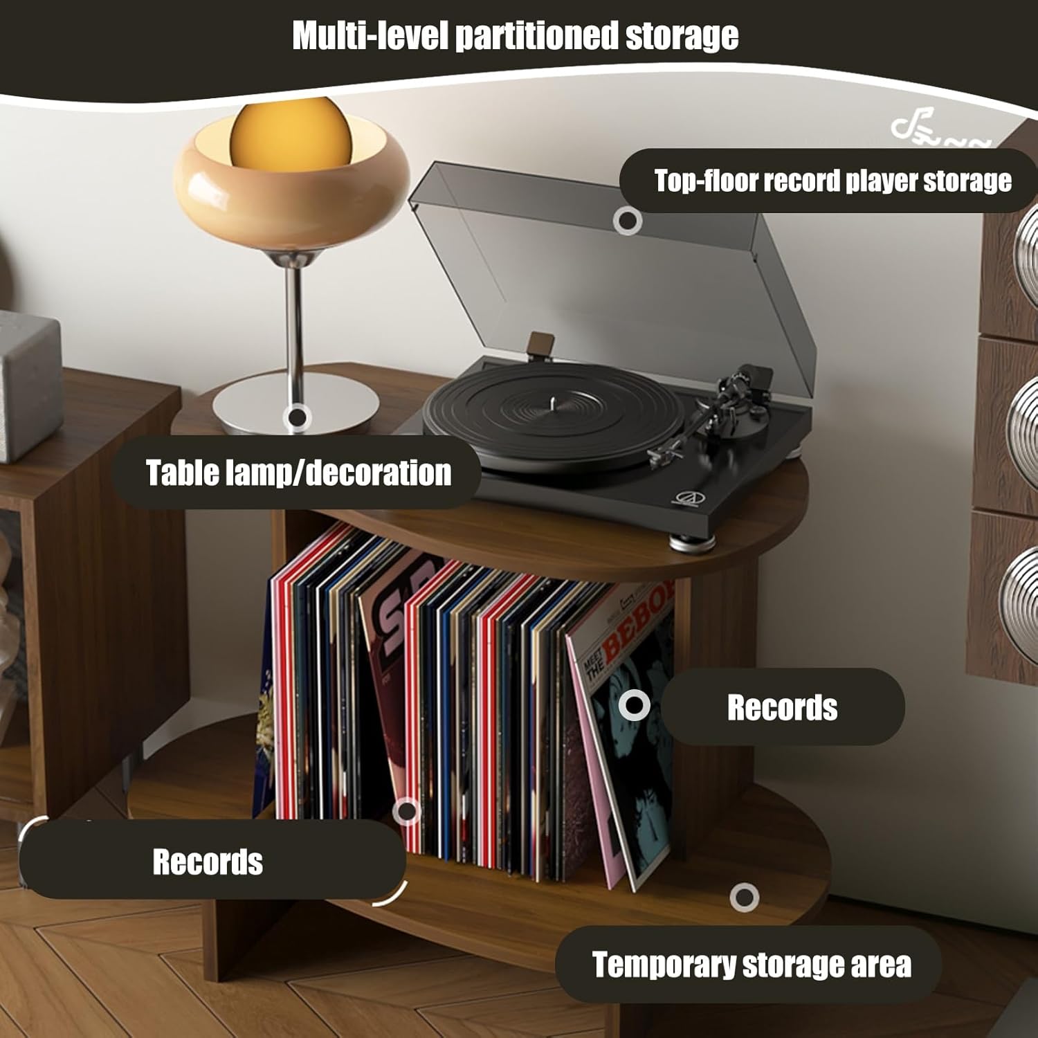 MAAOBR record player stand with storage