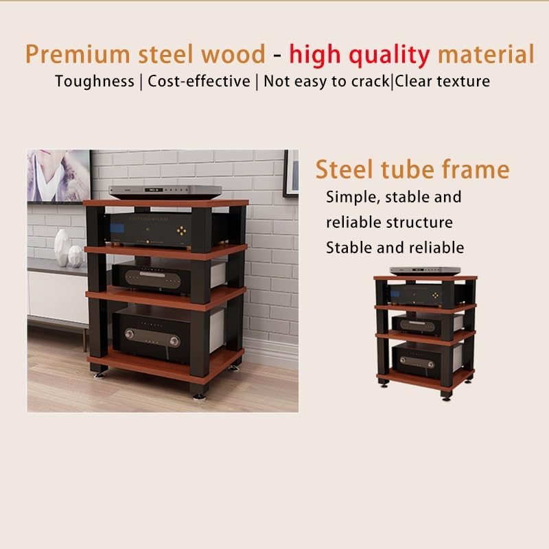 GJHYNT Wooden AV Media Stand 1 2 3 4 Tier