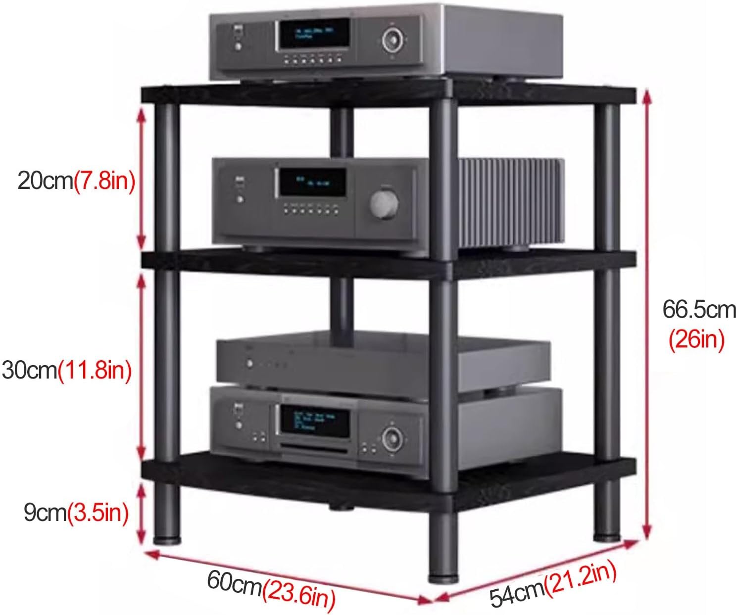 Heavy Duty 2/3/4 Tier Audio/Video Media Stand - Durable Black Stereo Rack for Home Entertainment Systems