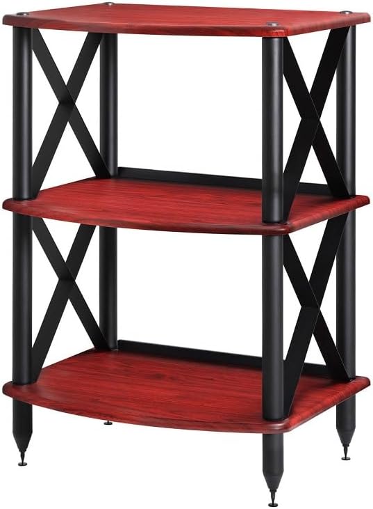 Pangea Audio Vulcan TT LP Record Player Turntable Stand Rack with Vinyl Storage Rosenut Red
