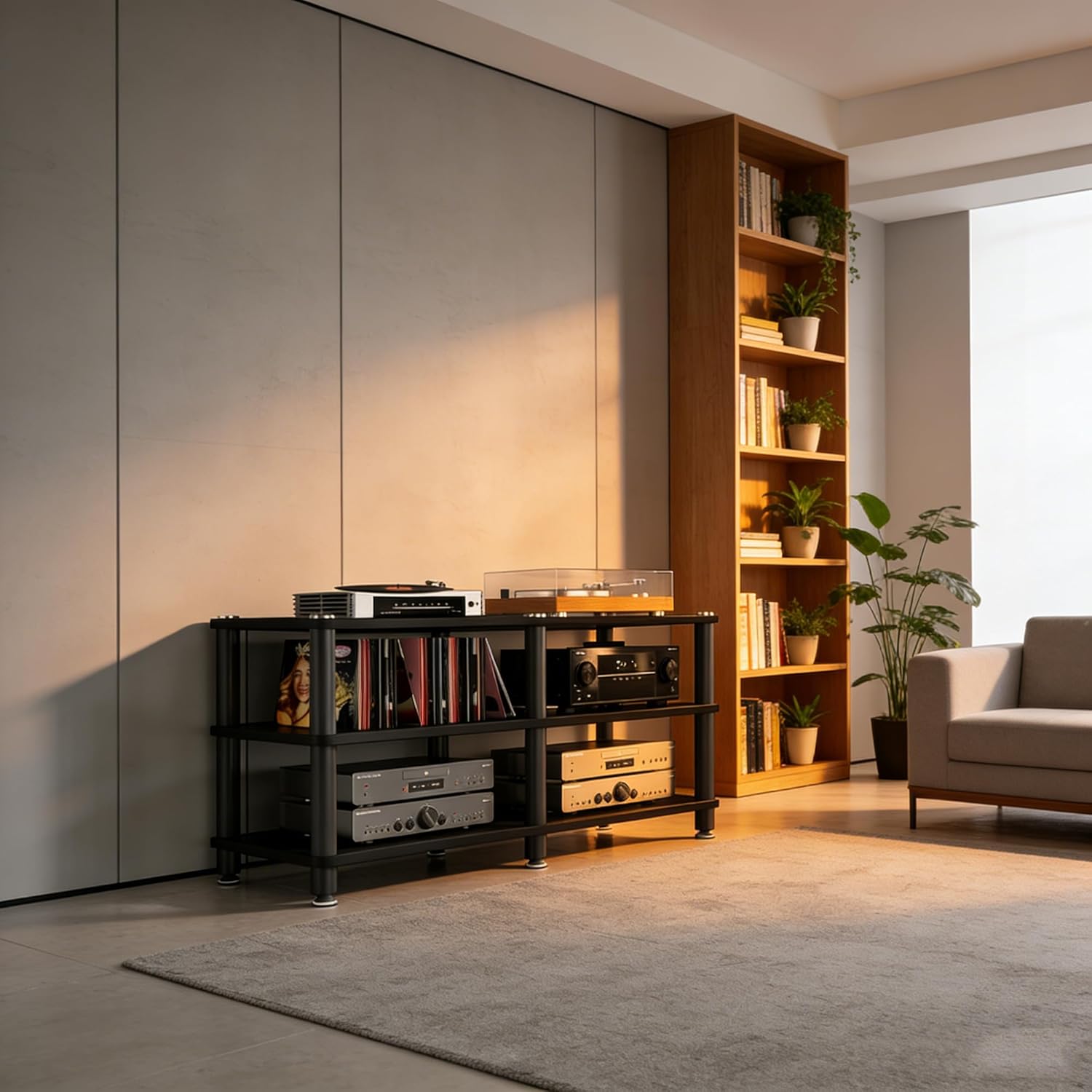 saun 3 Tier Living Room Audio Video Equipment Tower Rack Stereo Cabinet