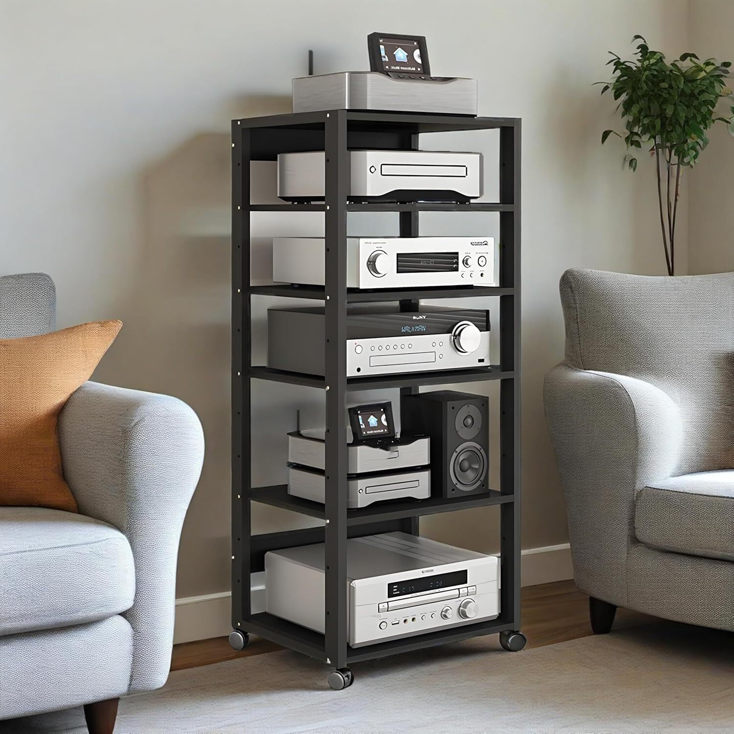 FLDYGMLU Adjustable AV Media Stand with Wheels