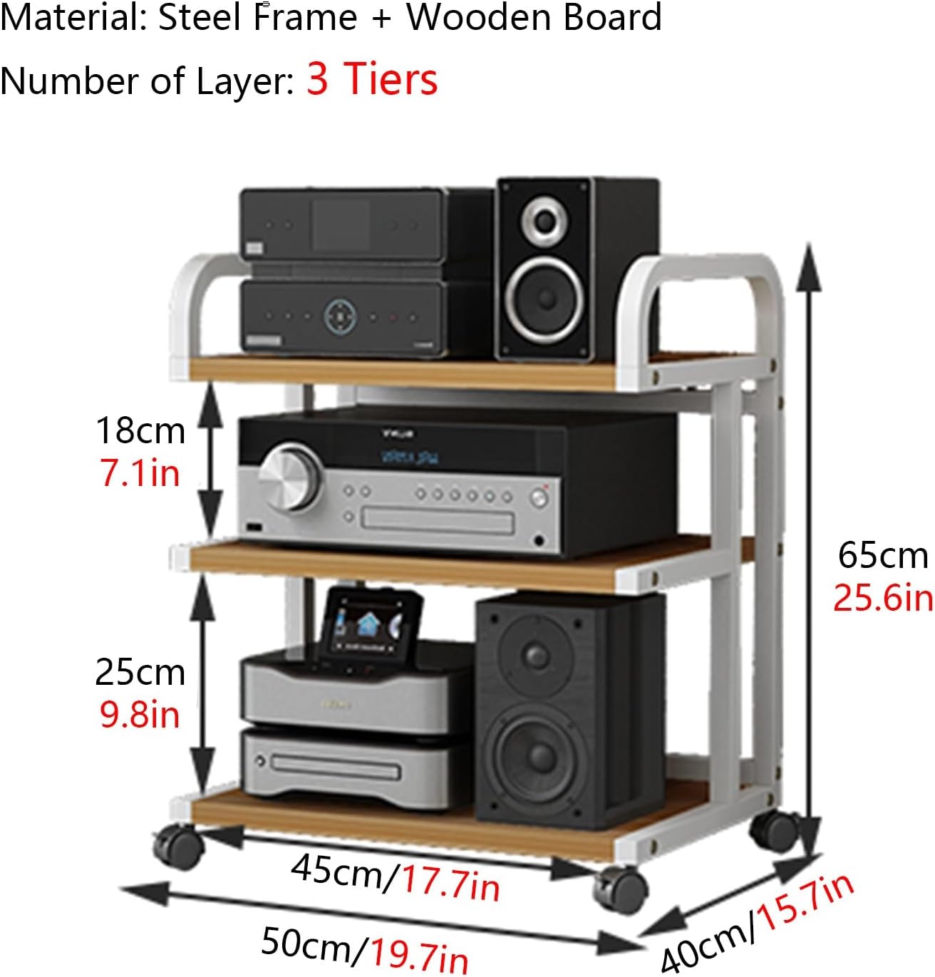 ZOCWJK Av Media Stand 3 4 Tier White
