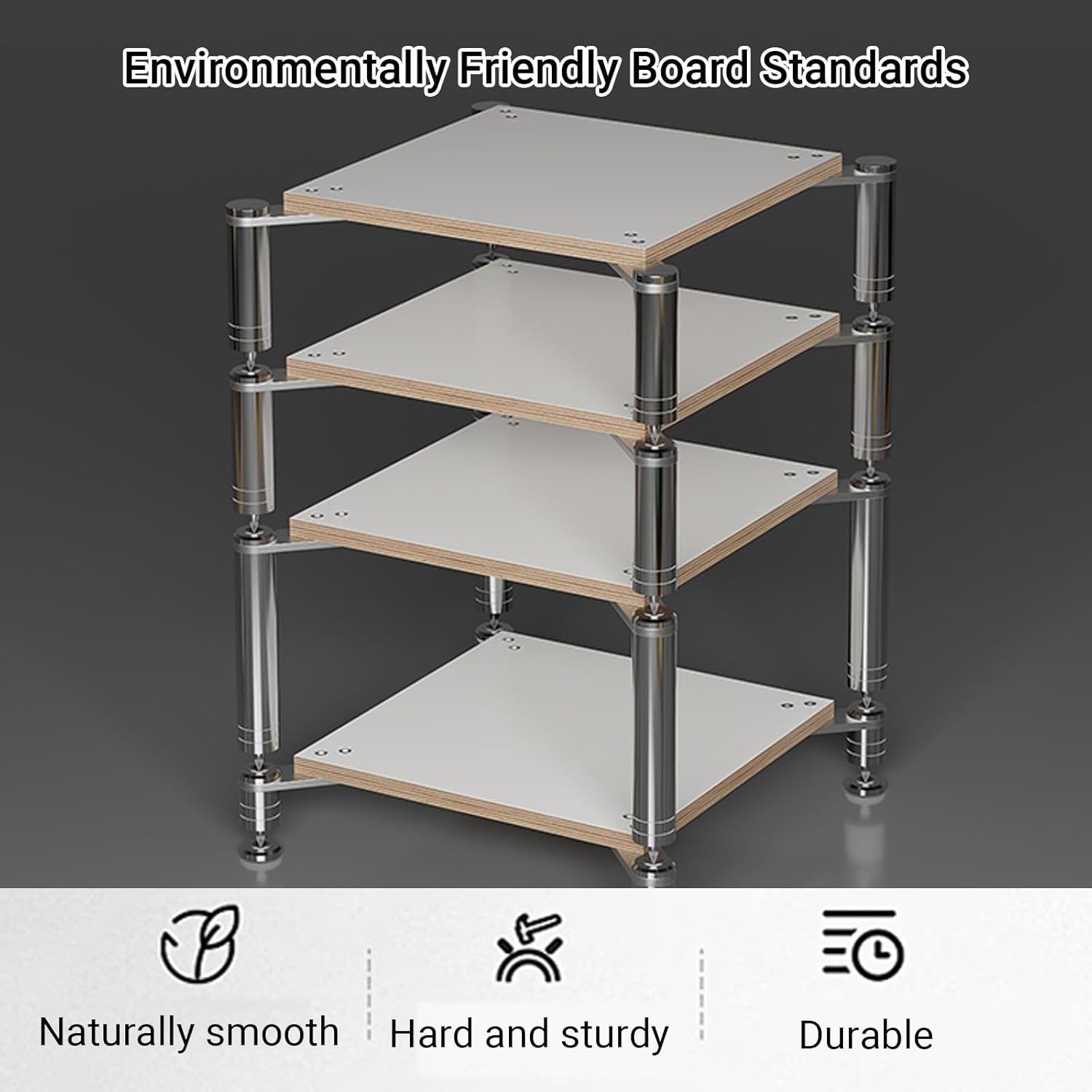 YITAYMLI 1/2/3/4 Tier Audio Video Media Rack Tower AV Stereo Cabinet DVD Component Shelf Stainless Steel Support Columns Wood Component Shock Absorption Rack for Home(Wood