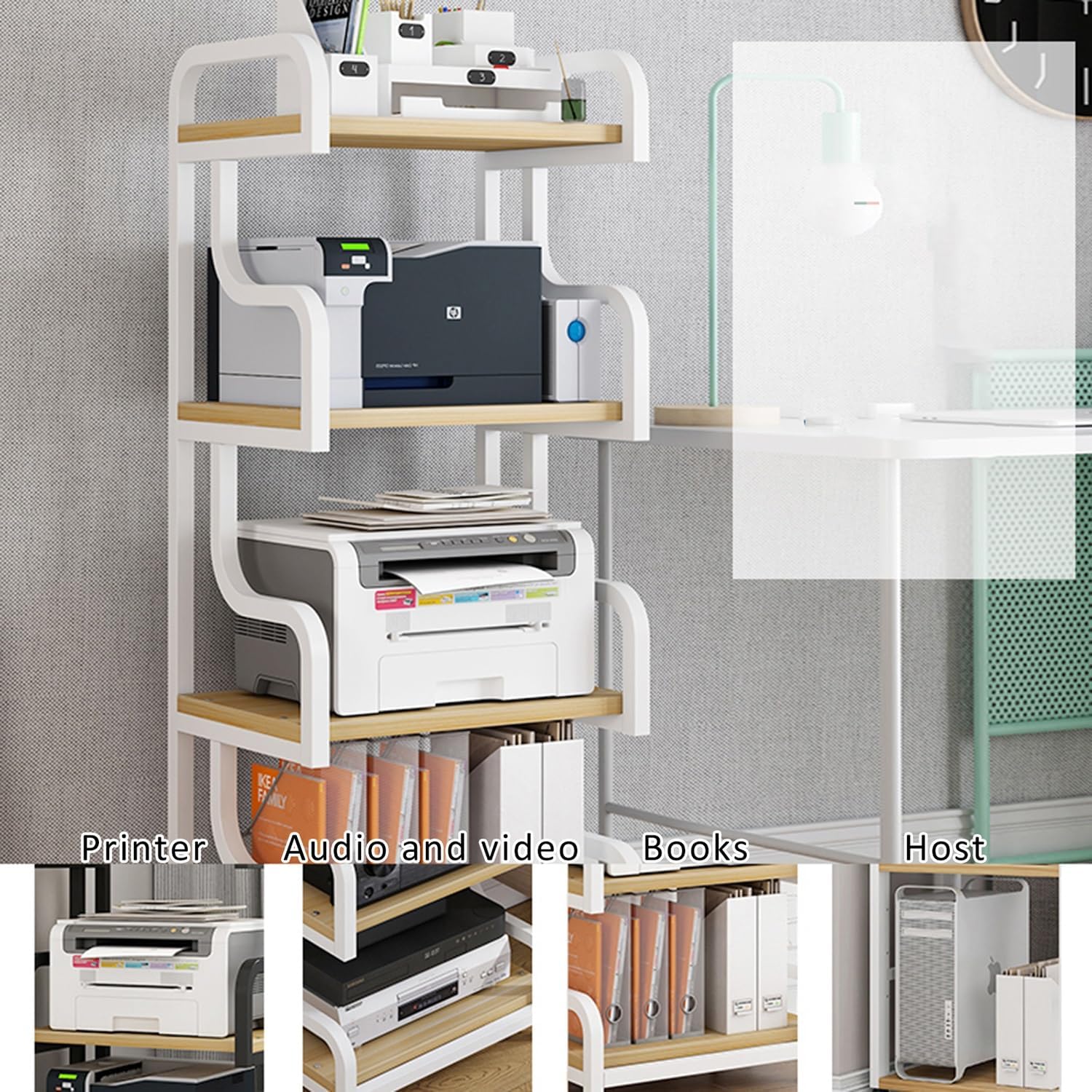 Media Stand Stereo Cabinet Video Media Stand Audio Rack 3-Tier AV Media Stand Floor-Standing Audio Rack with Shelf Audio Rack DVD Display Cabinet for Living Gaming Recording Room.(Original wood)