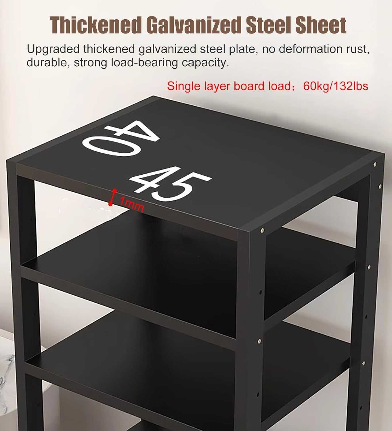 USZWBY HiFi Racksheavy Duty 2 Tier Audio Rack Cabinet with Wheels Entertainment Stereo Components Stand for Audio Video Media Av Shelf Tower Racks and Stands(H 48.2Cm-3 Tier)