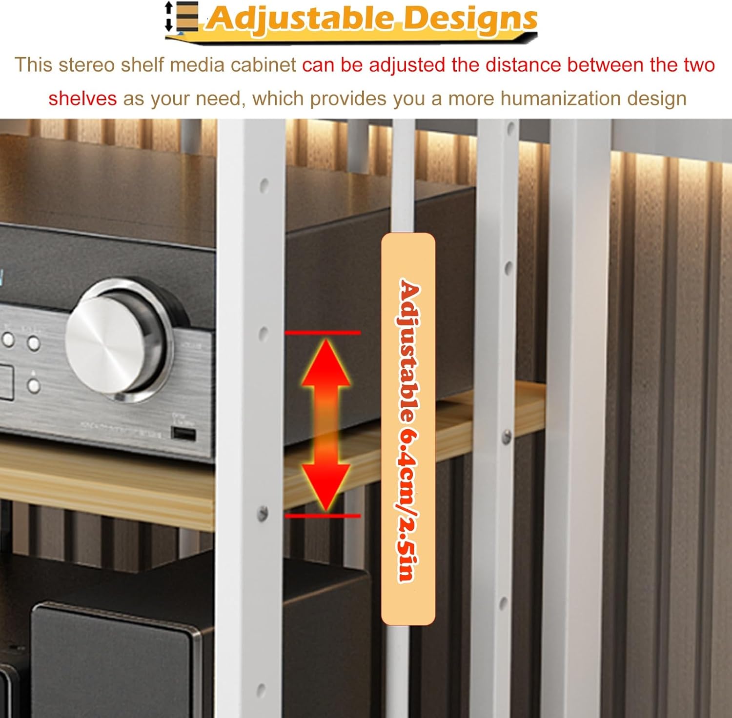 WLCGYD Height Adjustable Amplifier Rack Shelf