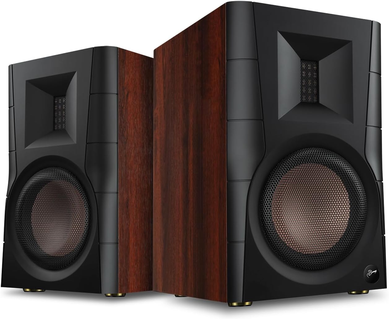 HiVi-Swans D100 Bluetooth Bookshelf Speakers - Powered Desktop Stereo Speakers for TV/Turntable/PC/Monitor - 4 Inch Near Field Computer Speakers 62w RMS - Wood Grain (Pair)