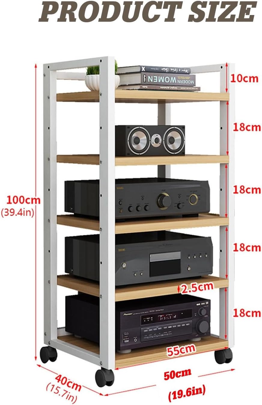 BXKCFYBSQ AV Media Cabinet Stand Component Cabinet Audio Video Media Stand Cabinet with 5 Shelves
