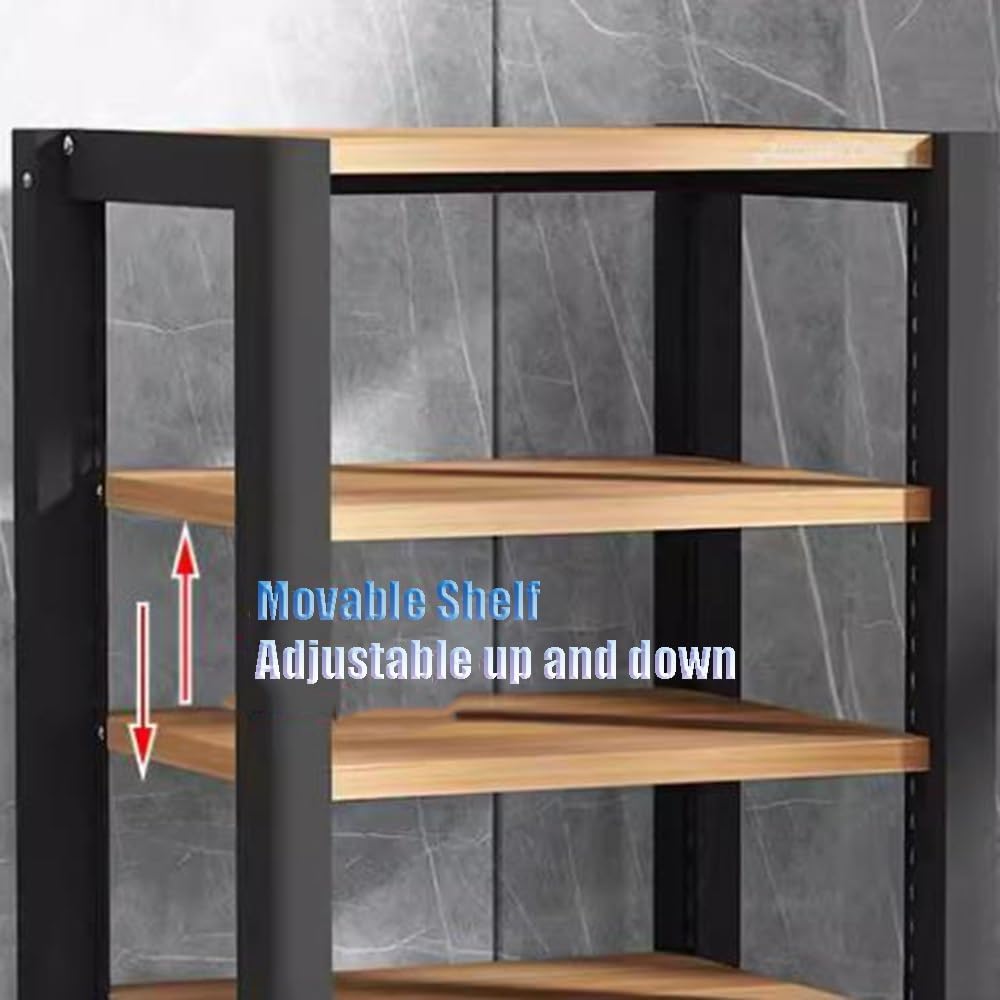 ZYXQQJ Home Theatre HiFi Amplifier Rack Movable Media Stand CD Player Stand 2/3/4/5 Tier Floor-Standing Audio Tower Stereo Cabinet(Teak