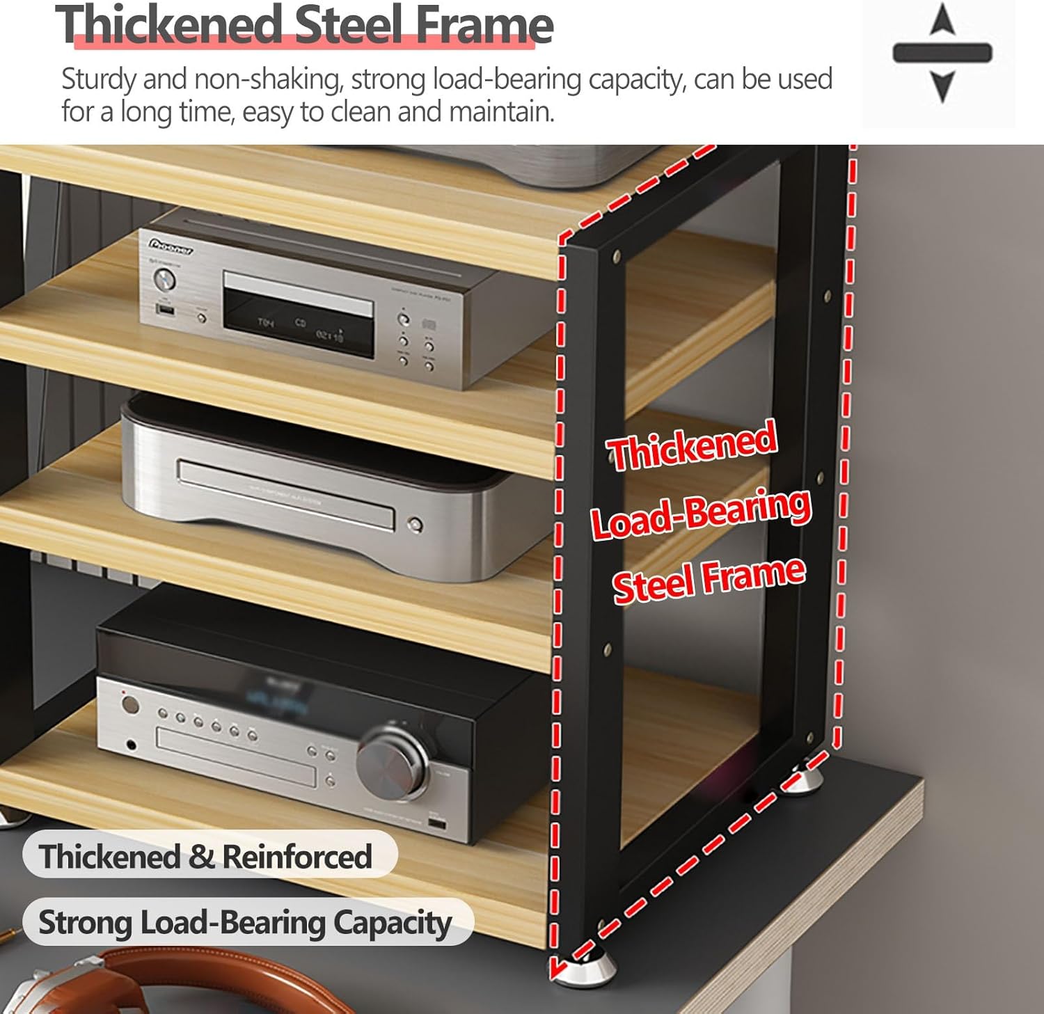 YLLFFLL Small Media Stereo Stand Equipment Shelf - Free Standing Home & Commercial Audio Component Rack - Entertainment Stand with 25mm Thickened Plate for Soundbar