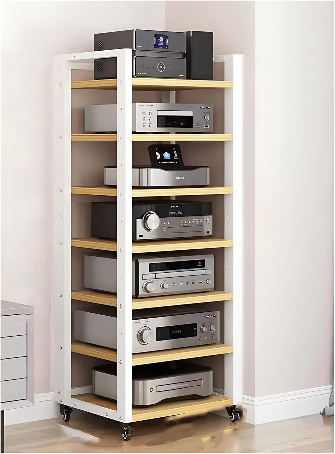 Heavy Duty HiFi Rack 2 3 4 5 Tier Av Media Stand Wood Shelf
