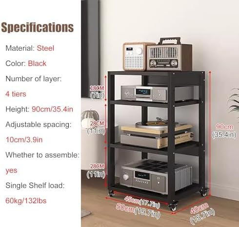 `Mobile Audio-Video Media Stand Cart on Wheels