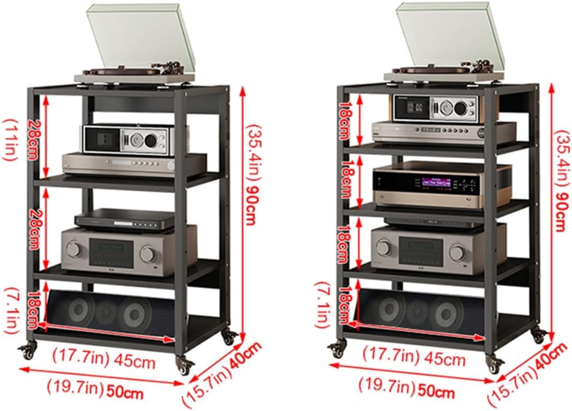 Media Stand 4/5-Tier AV Media Stand with Mobile Wheels
