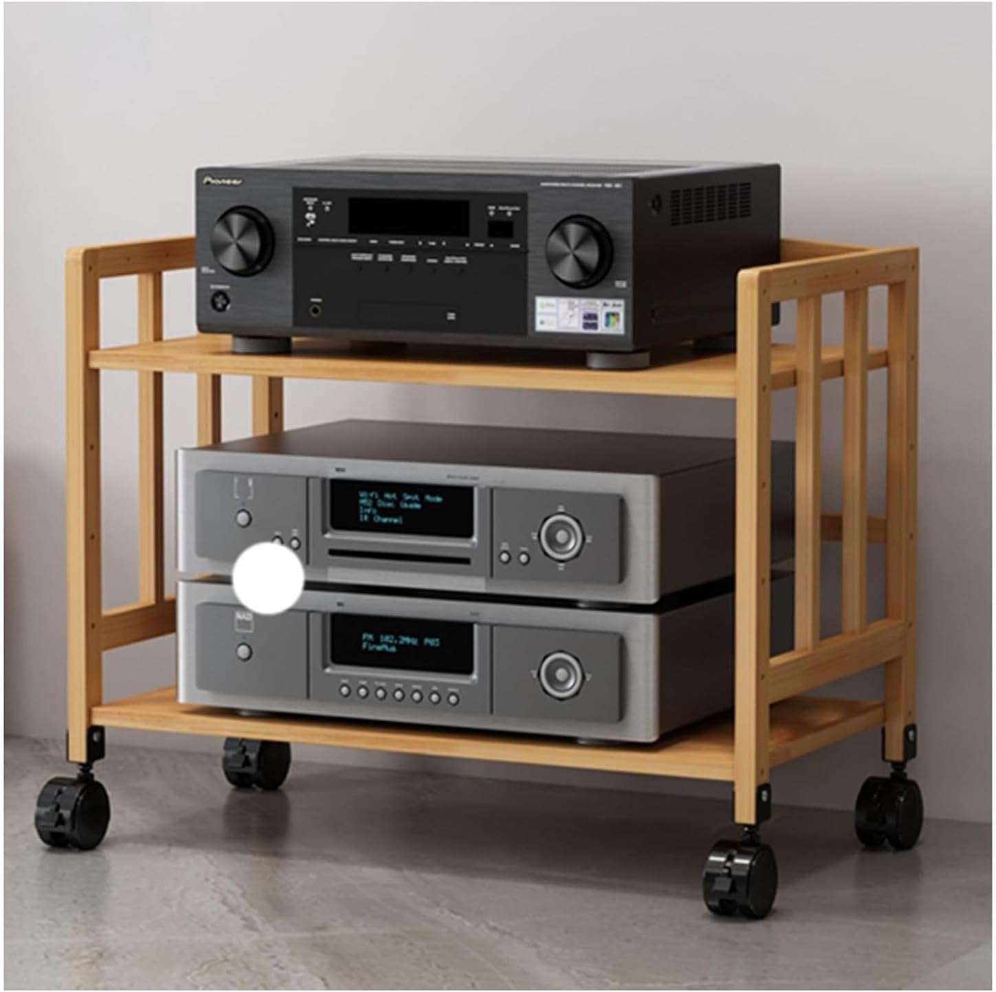 UYCVT 3 Tier Wooden Player Stand Shelf Audio Rack Tower with Movable Turntable Holder Tv Stereo Audio Cabinet and Floating Media Wall Unit for Living Room and Office Corner She-2tier53cm(h)-L70cm