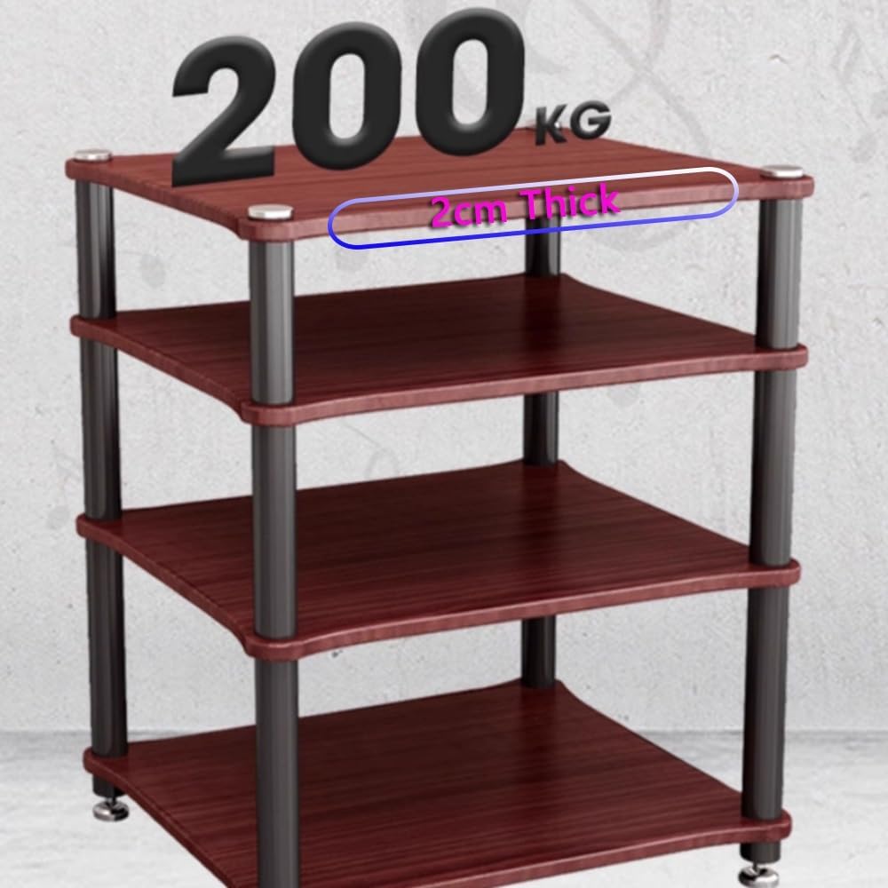 NILZA 2/3/4 Tier Audio Storage Rack HiFi Media Stand Multi-Function Audio Stand Corner Shelf Entertainment Component Stand Audio Rack Audio Tower Marbled Texture(Black