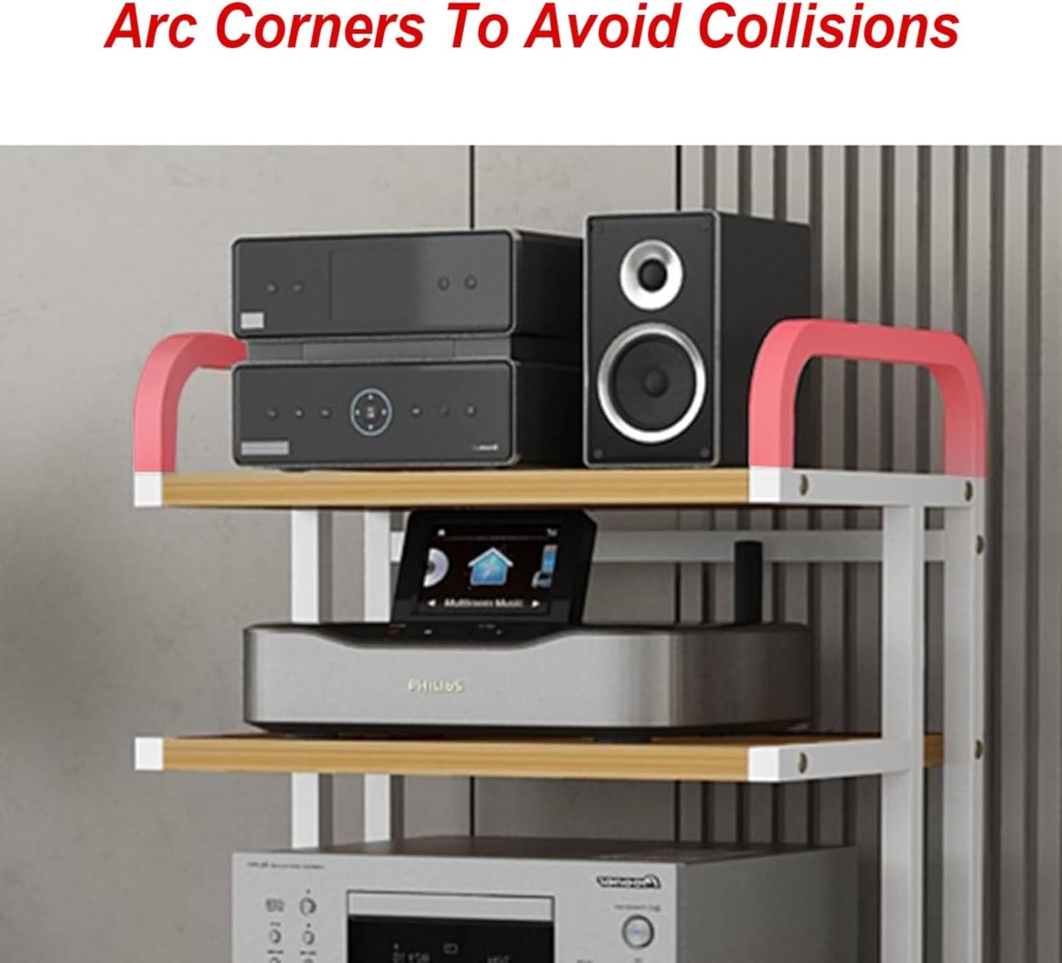 DONGYUE 5 Tier AV Media Cabinet Stand Component Cabinet Entertainment Stereo Component Storage Rack