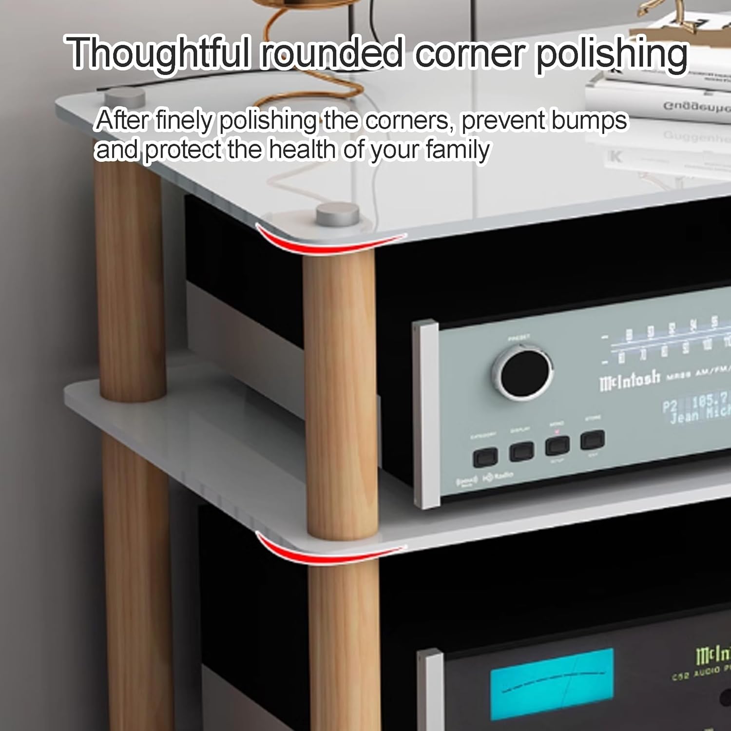 OVOGGPAN AV Stereo Cabinet Audio Rack Stand Tower Audio-Video Shelving Audio Tower Record Player Stand Media Storage Cabinet