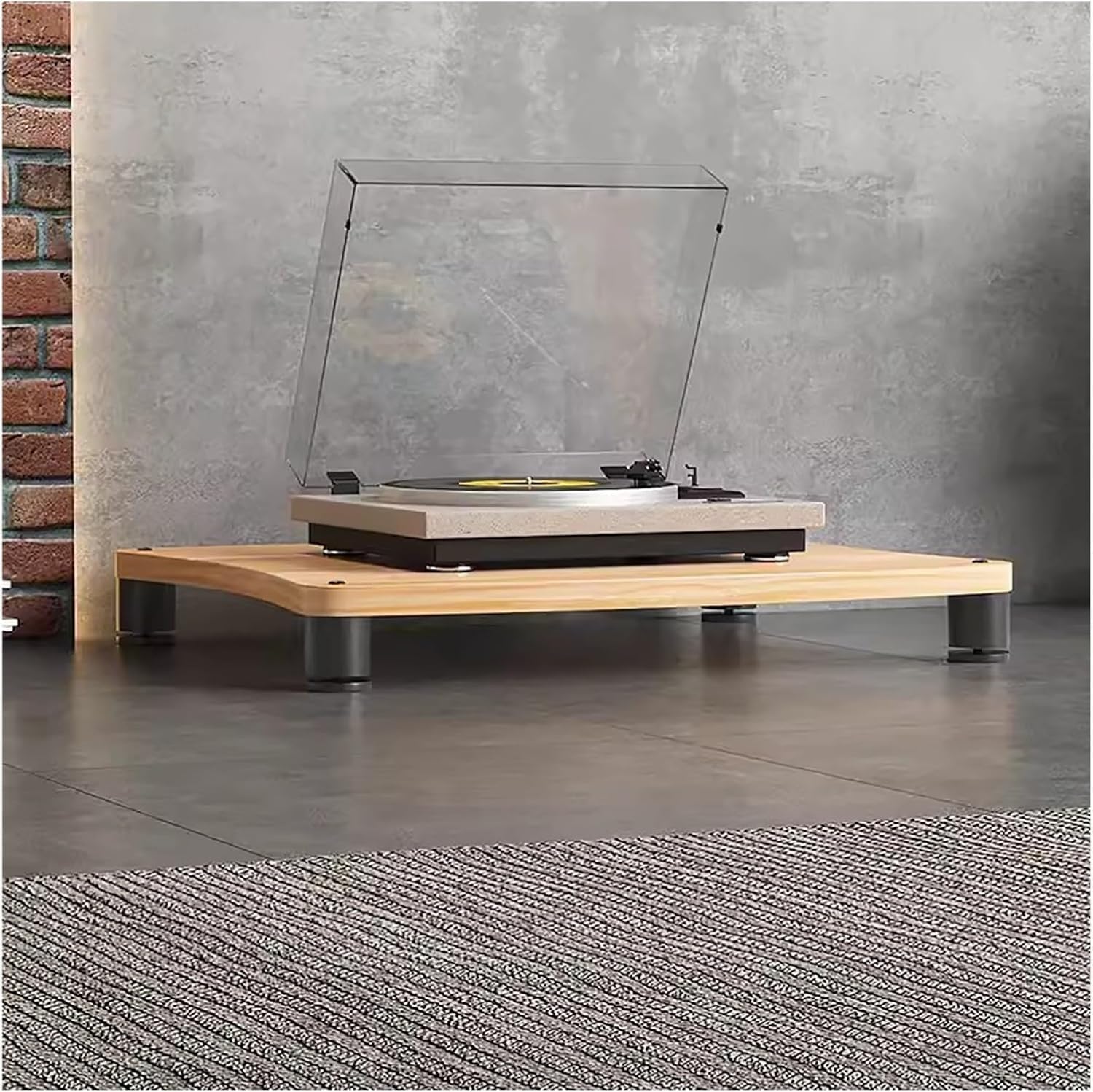 ROPCVAX Heavy Duty 4Tier Wooden & Metal Stereo Stand for Small Spaces Living Room Bedroom Home Av Component Media Cabinet Audio Equipment Rack for TV Amplifier DVD Player Modern Storage Solution B