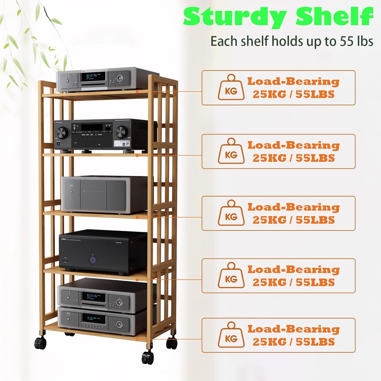 LXLZYXSF 5 4 3 2 Tier AV Media Cabinet Stand Audio Video Towers