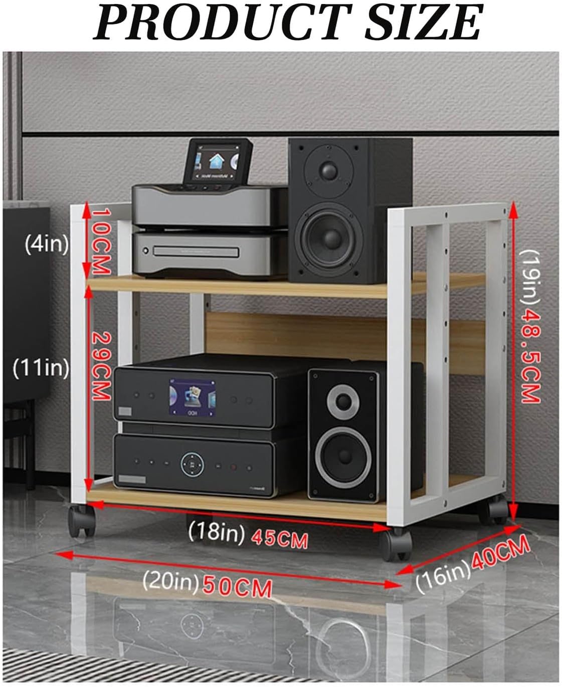 BXKCFYBSQ 2-Tier Removable Audio Stand Media Player Stand Stereo Rack Sound Tower