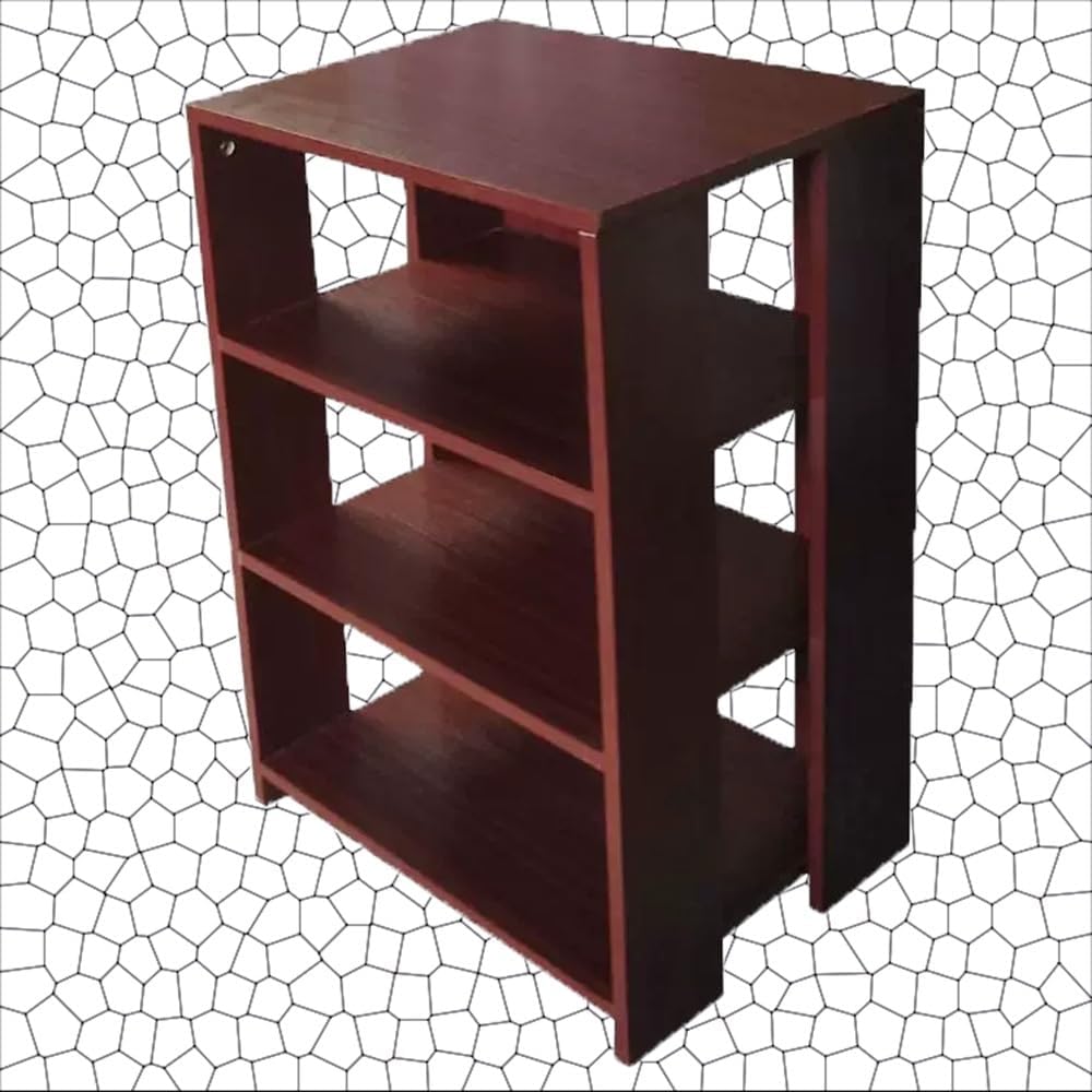 NILZA Audio Stereo Stand Wood Media Stand 3/4-Tier Media Components Cabinet Multi-Functional Audio Tower HiFi Rack Corner Shelf Open Media Storage Cabinet Storage Rack(Teak