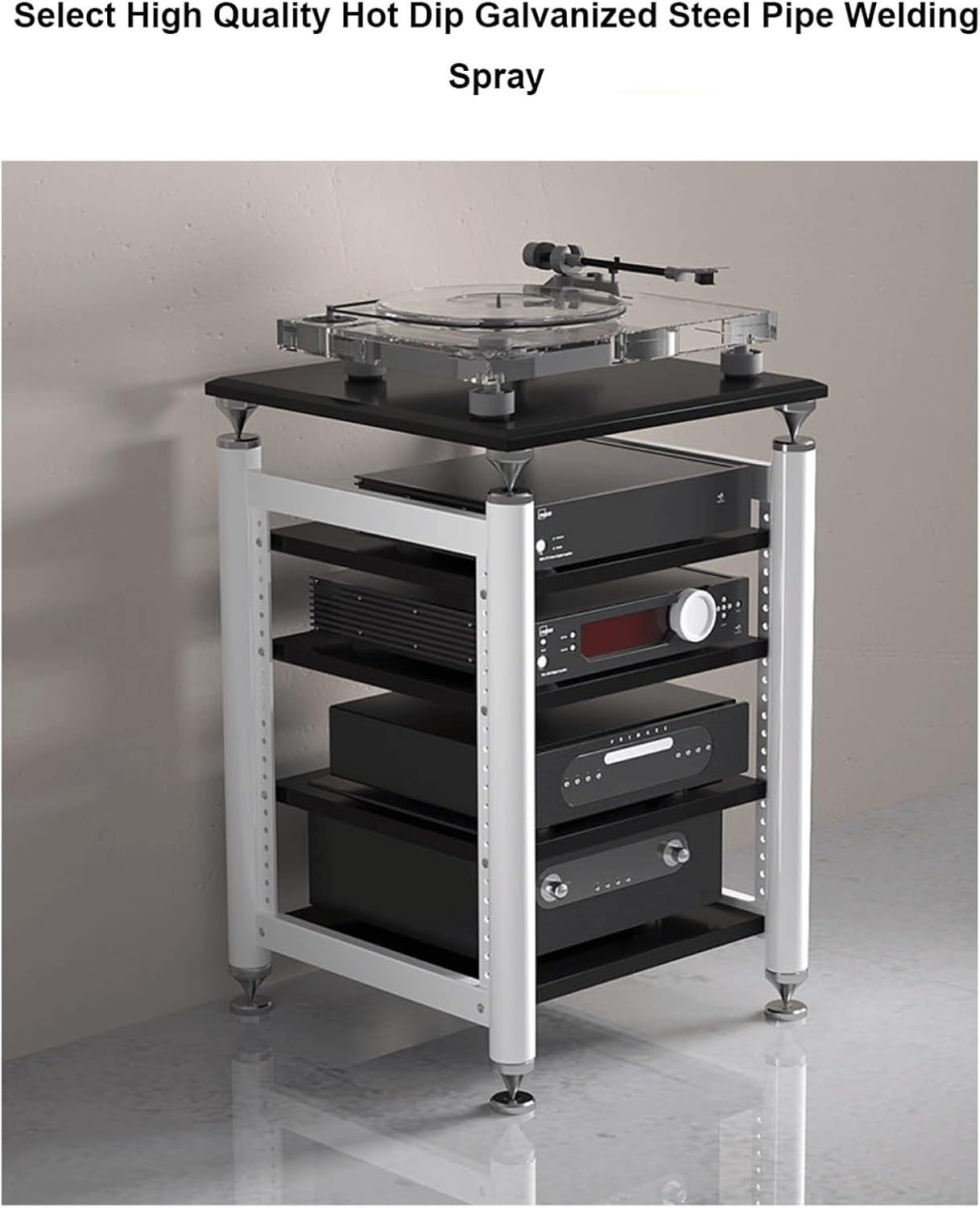 XMFBSY Medios Audio-Video Shelving Media Stand with Adjustable Shelves Audio Rack Tower Stereo Cabinet Entertainment Component HiFi Stand for Living Recording Room Organizer(Black