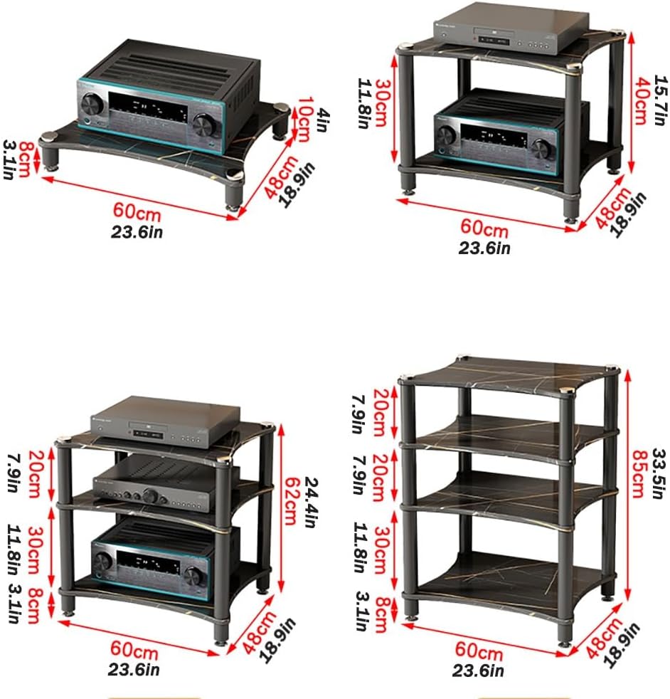 Modern 2-Tier AV Media Stand - Stylish Audio Video Cabinet & Stereo Storage Shelves for Bedroom & Gaming Room - Corner Entertainment Center