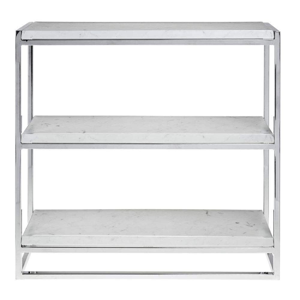 HUBERT Cerve Collection Chrome 3-Tier Buffet Stand with Marble Shelves