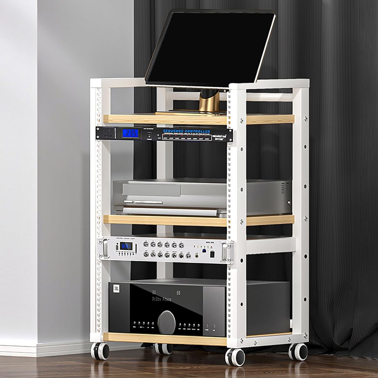 JIAOCKJIAO 3 Tier Movable Media Stand
