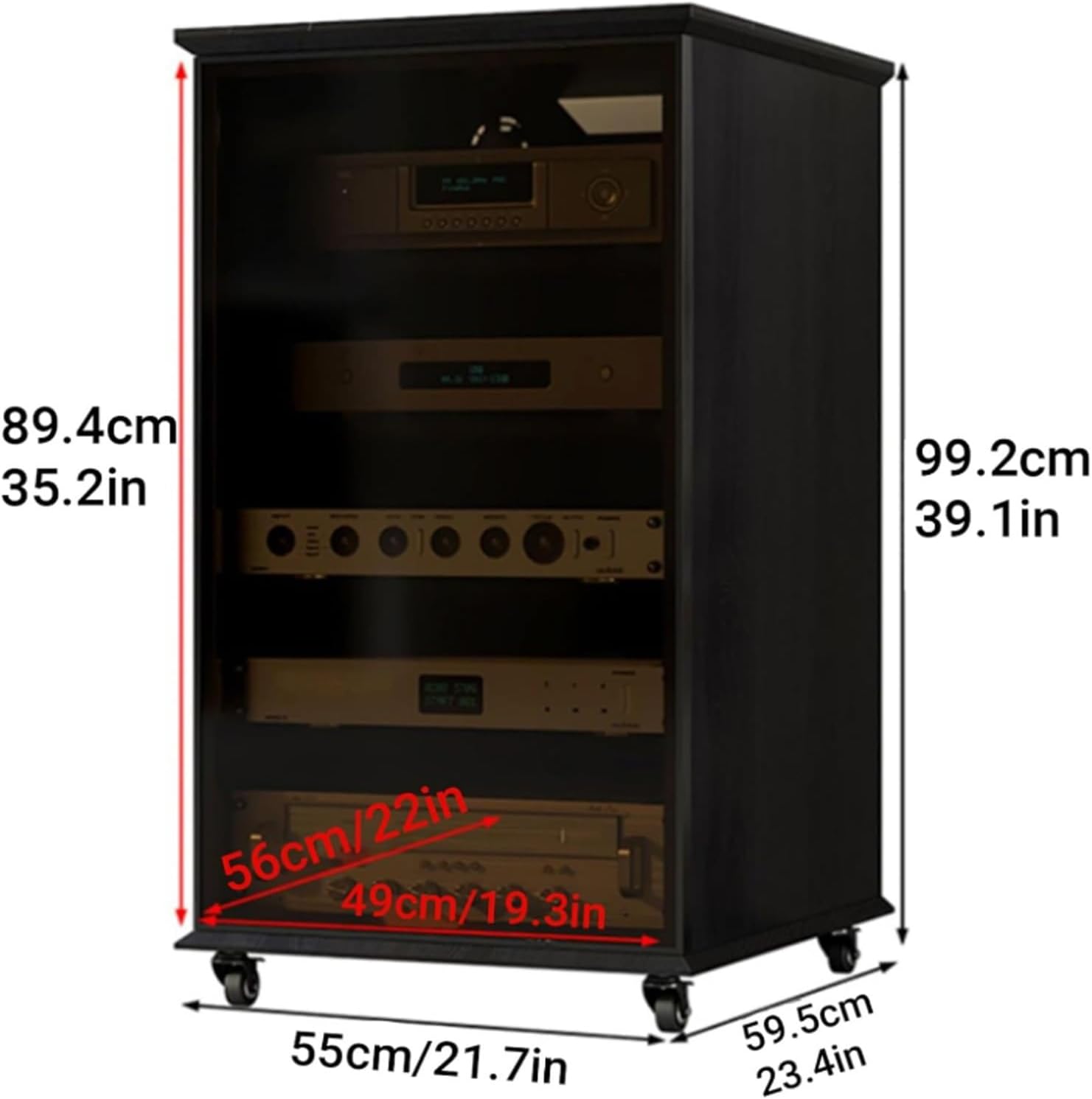 YUGXTH AV Stereo Media Storage Cabinet Adjustable Shelves