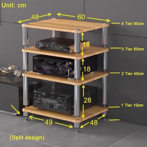 Media Stand 3 Tier Wood Shelf