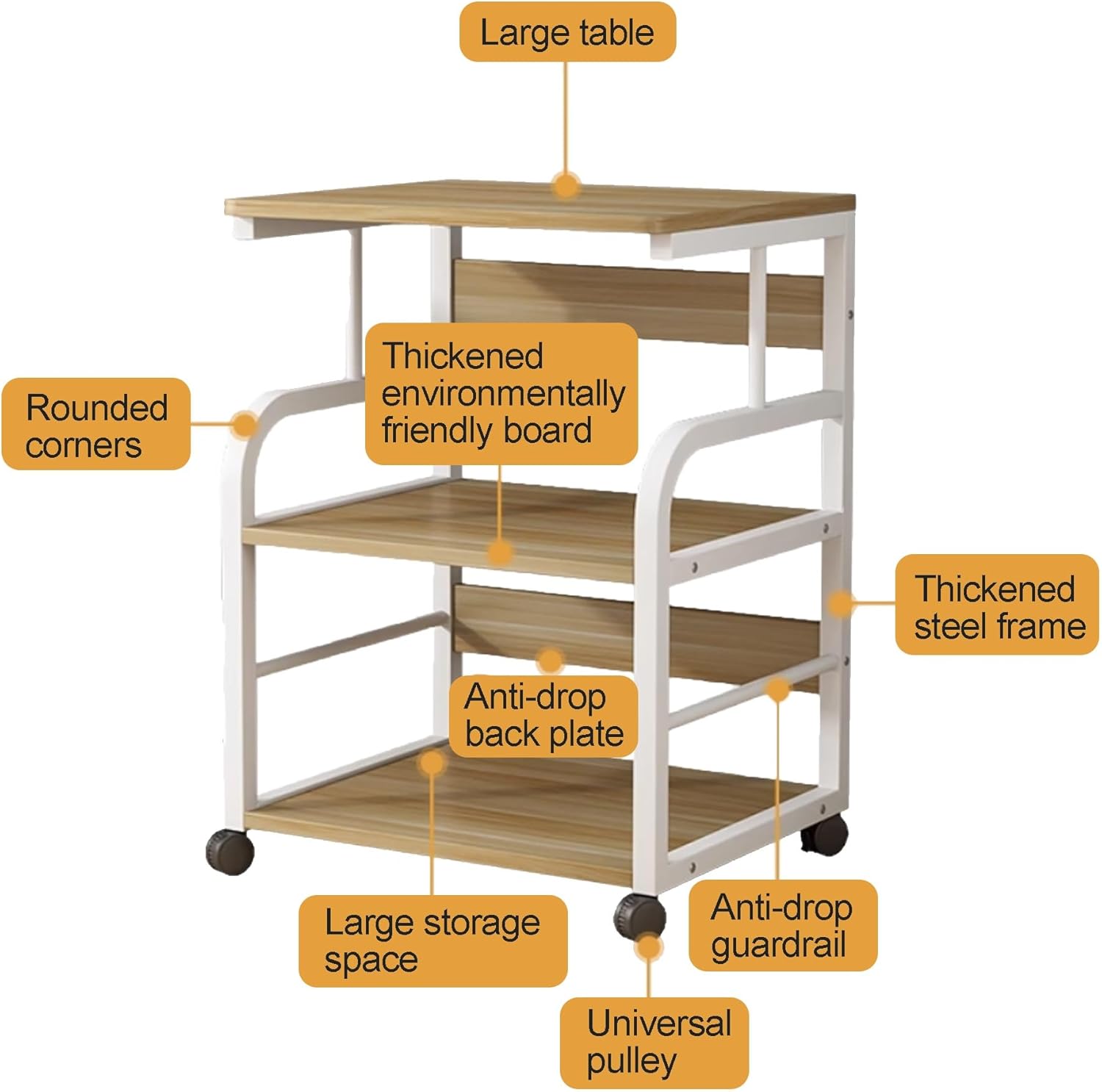 SRDCAIM AV Media Stand Multifunctional Audio-Video Shelving Printer Rack Stereo Stand Audio Tower Media Console Portable Large Stereo Cabinet for Office Bedroom Recording Room(White Yellow)