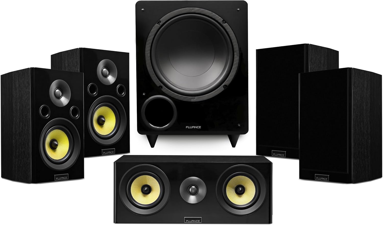 Fluance Signature HiFi Compact Surround Sound Home Theater 5.1 Channel Speaker System Including 2-Way Bookshelf
