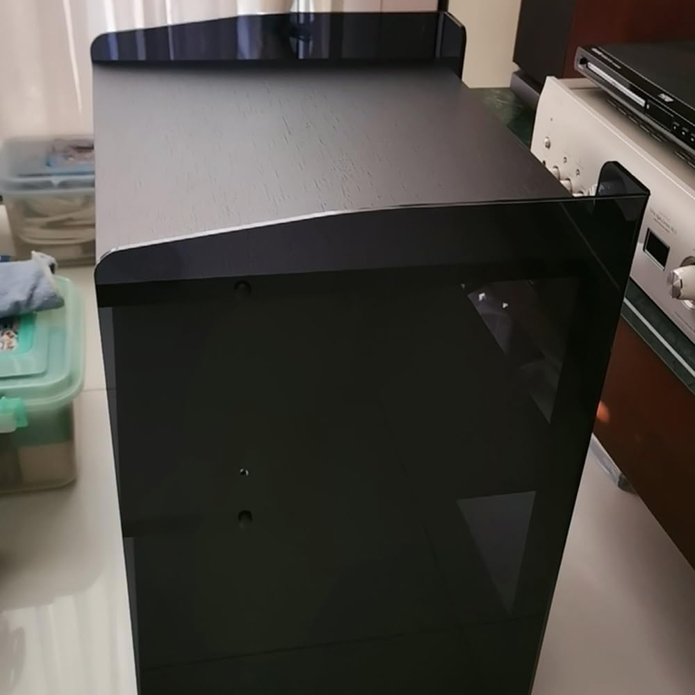 KGPGNYMYHA Acrylic Entertainment Shelves 3 4 Tier Audio Video Shelving Adjustable Media Storage Cabinet Audio Component Rack Floor-standing Record Player Stand(Black