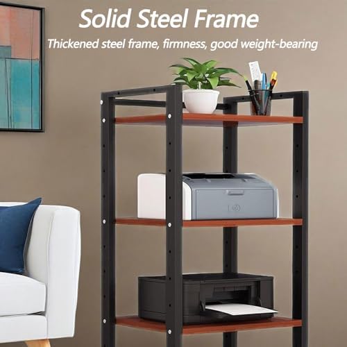 GenSDH 6 Tier Audio Rack Tower - Mobile Av Media Stand with 4 Lockable Wheels Cd Record Player & Stereo Receiver Cabinet for Home Entertainment System - Beige Display Shelf