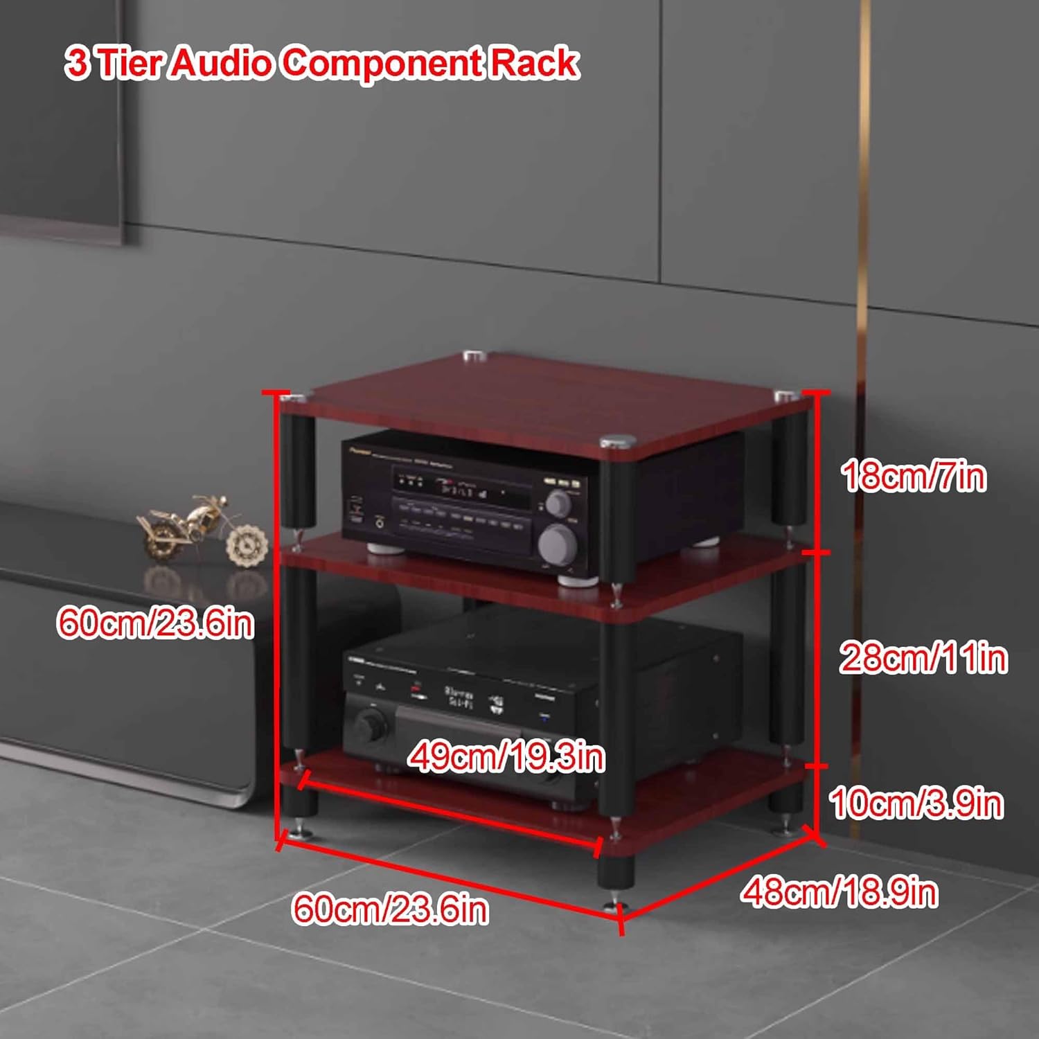 AV Media Cabinet audio-video shelving Corner Rack Audio Video Component Media Stand Open CD Player Stand