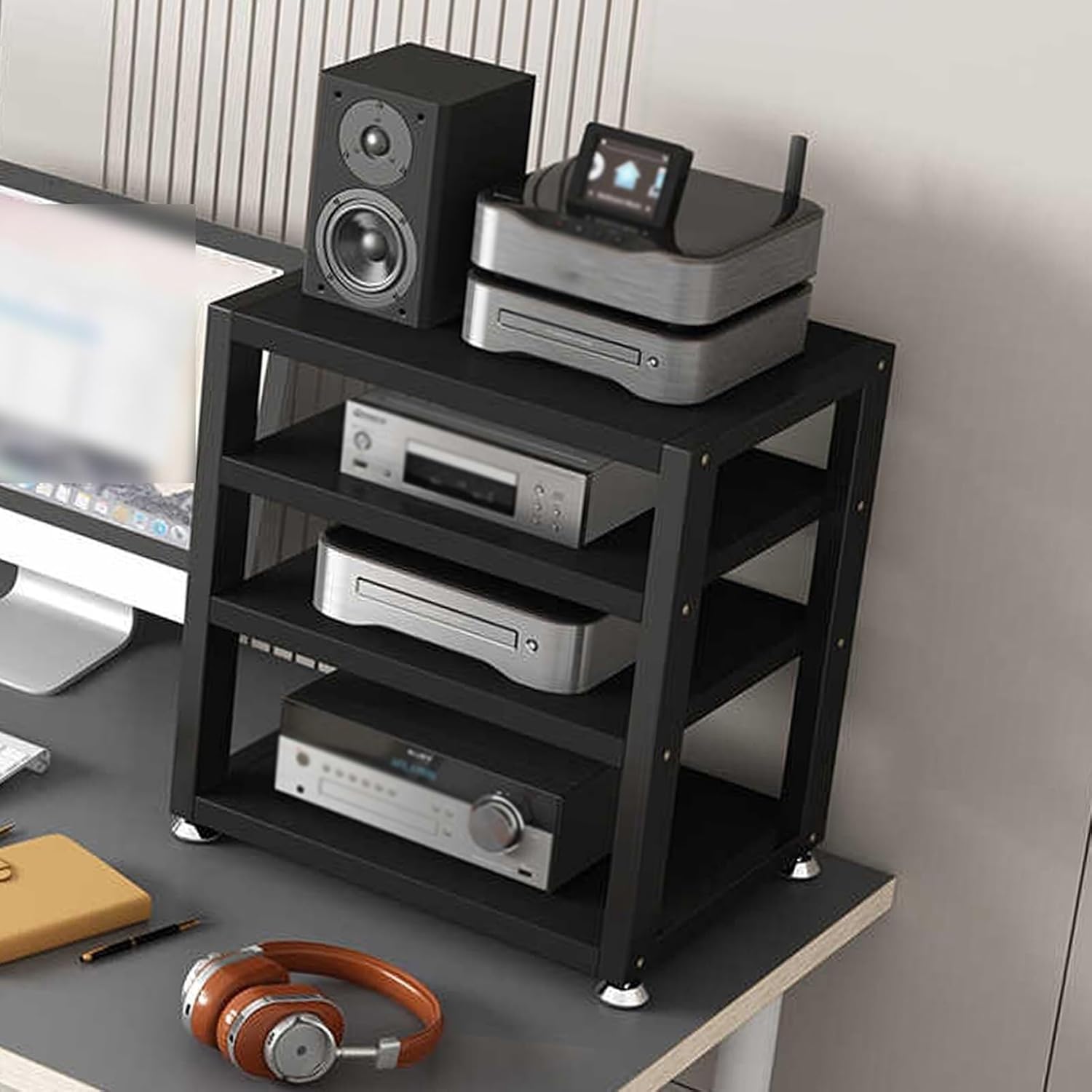 4-Tier Desktop Audio Media Rack