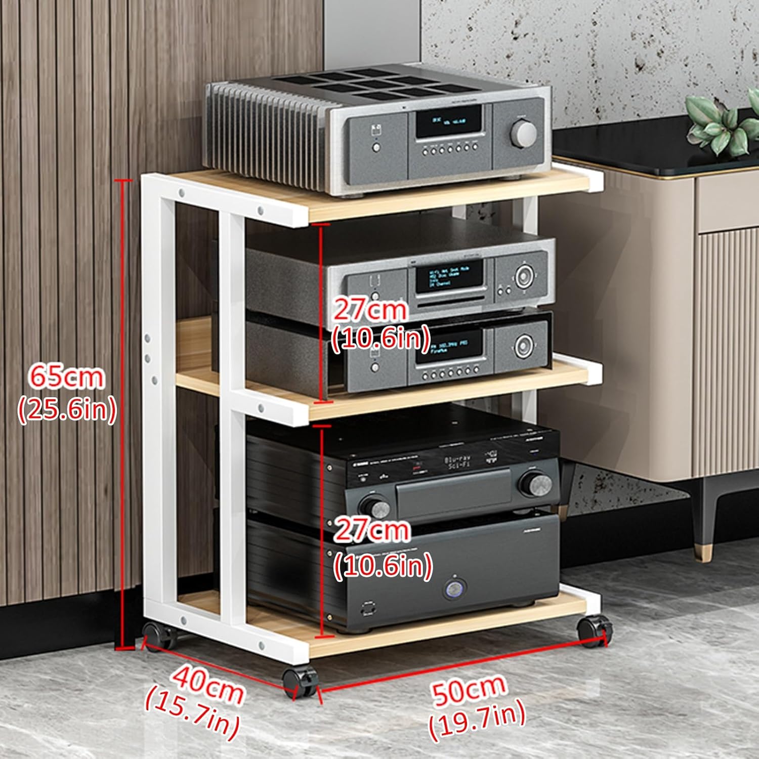 3-Tier Corner AV Media Stand - Wooden TV Entertainment Center