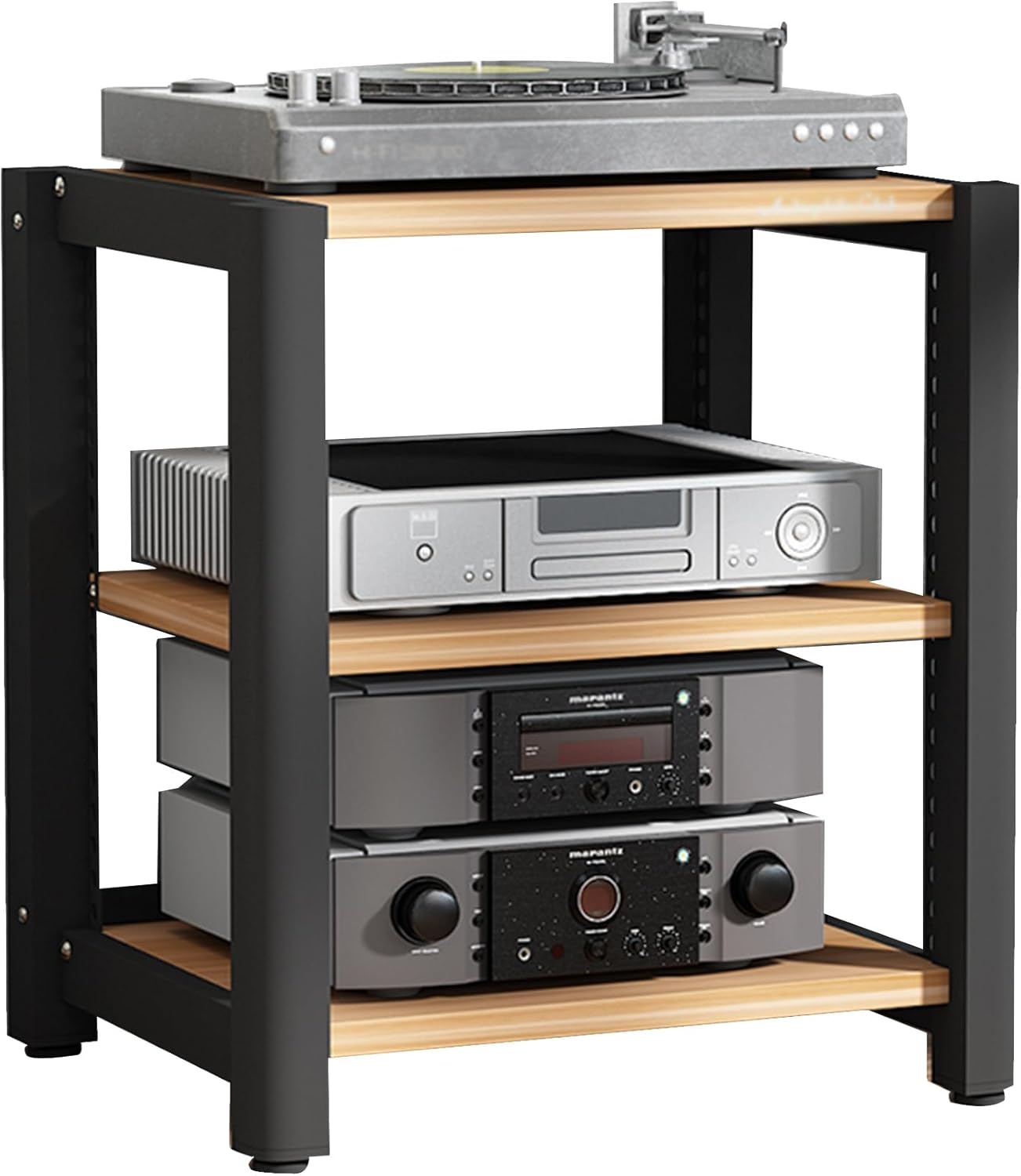 WXZXWXZX Corner Record Player TV Stand Media Shelf Stereo Cabinet Audio Rack for Living Room Small Entertainment Center Game Room(Light Walnut