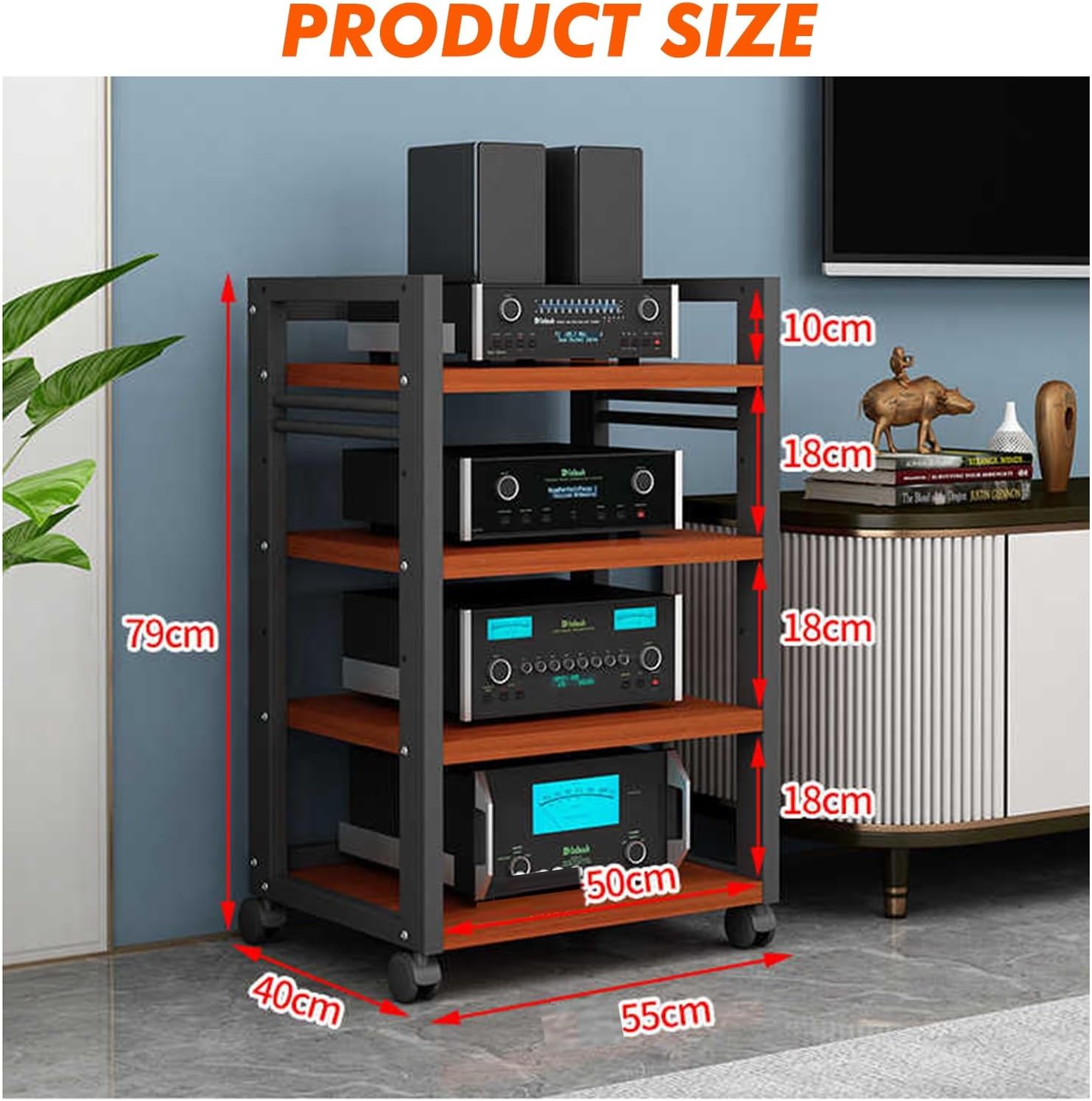 YLQFGUVWK 4 Tier AV Media Stand Corner Stand Wooden Corner Stand Component Cabinet Stereo Audio Rack Tower
