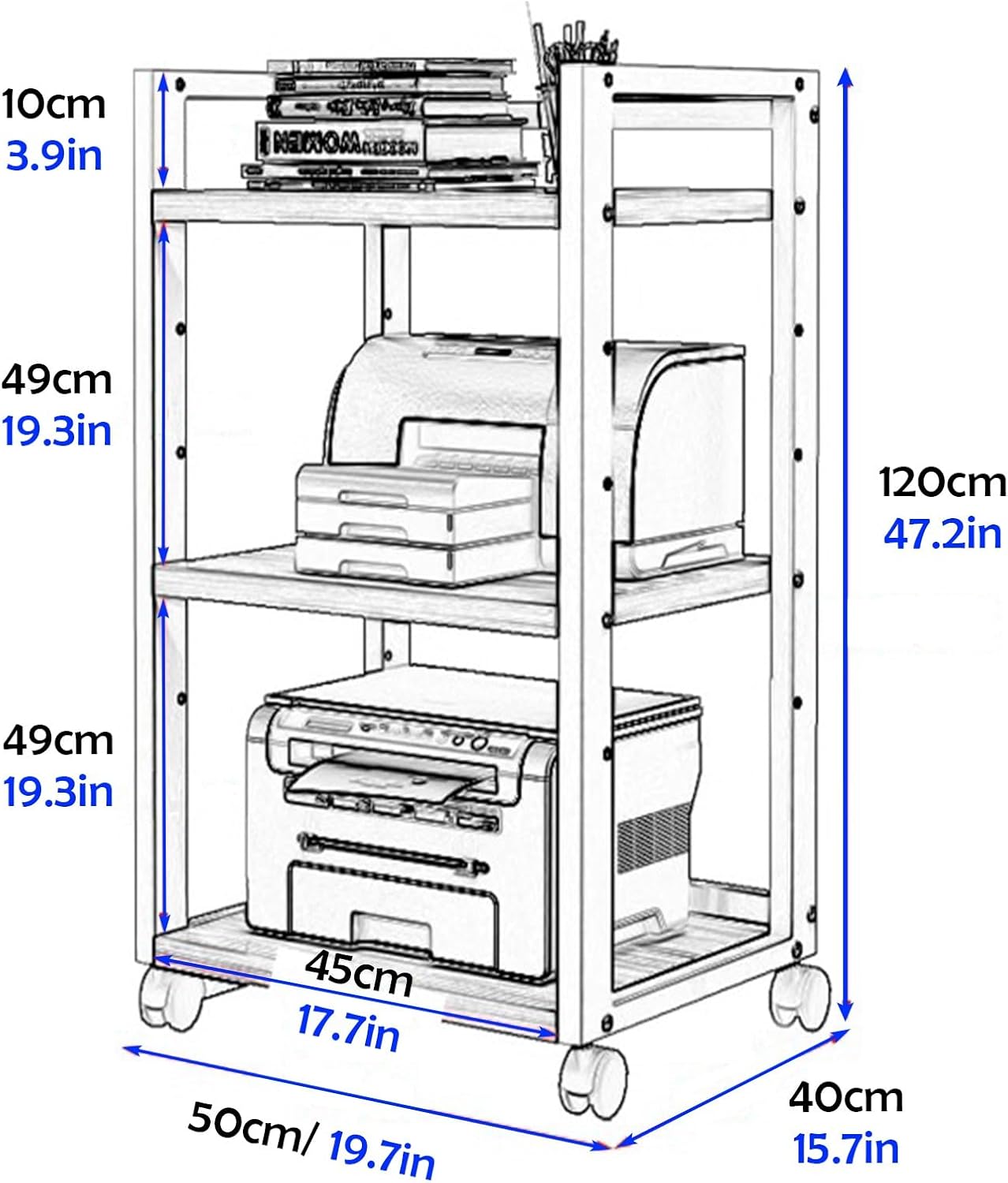 Media Stand Tall Audio Rack Cabinet for Outdoor with Wheels