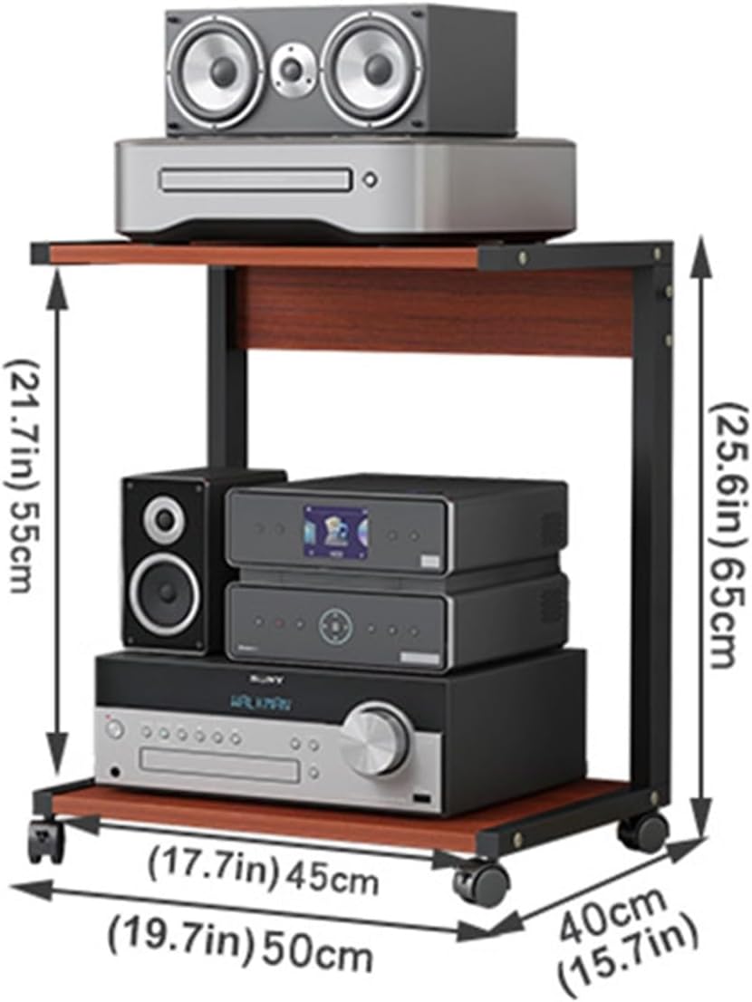 2-Tier Movable Open Storage Shelf for Corner TV Stand Amplifier Rack Audio DVD CD Players Stand Stereo Component Cabinet