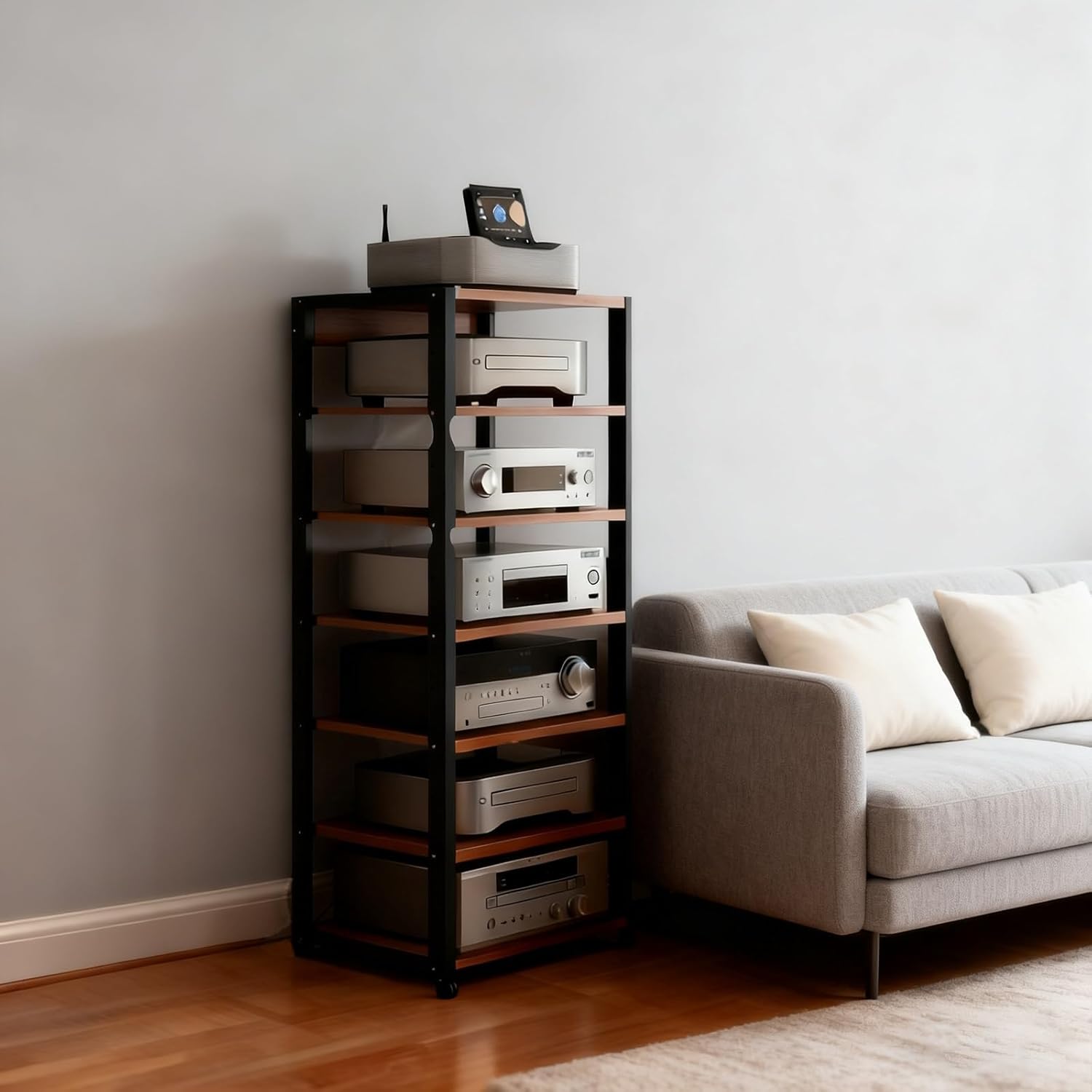 7-Tier Av Media Stand with Wheels