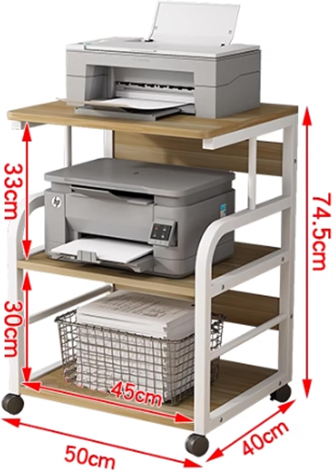 SRDCAIM AV Media Stand Multifunctional Audio-Video Shelving Printer Rack Stereo Stand Audio Tower Media Console Portable Large Stereo Cabinet for Office Bedroom Recording Room(White Yellow)