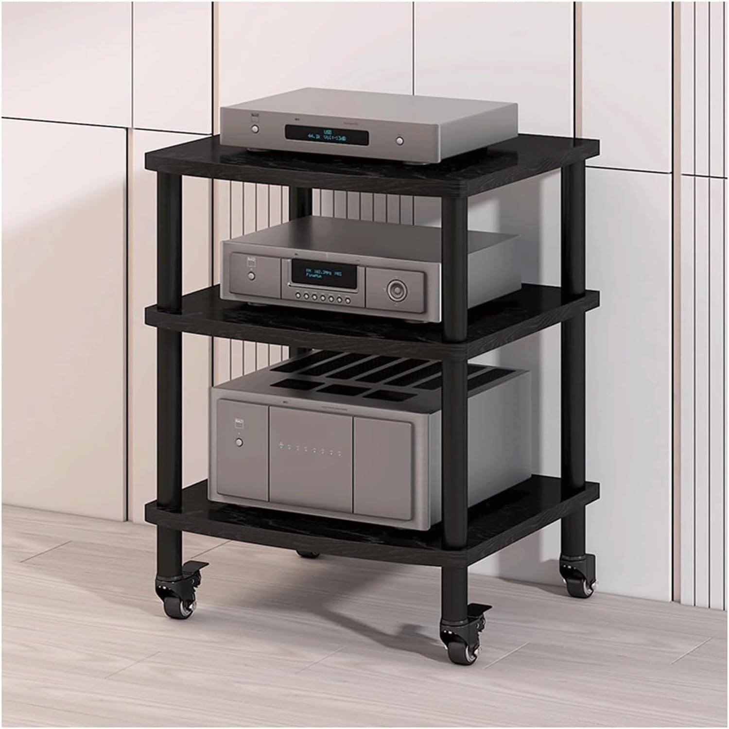 PZEOB AV Media Player Stand Media Stand with Wheels 2/3/4Tier Audio Rack Tower